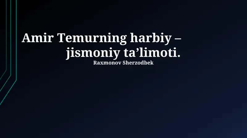 Amir Temurning harbiy ta'limotining asosiy tamoyillari 1