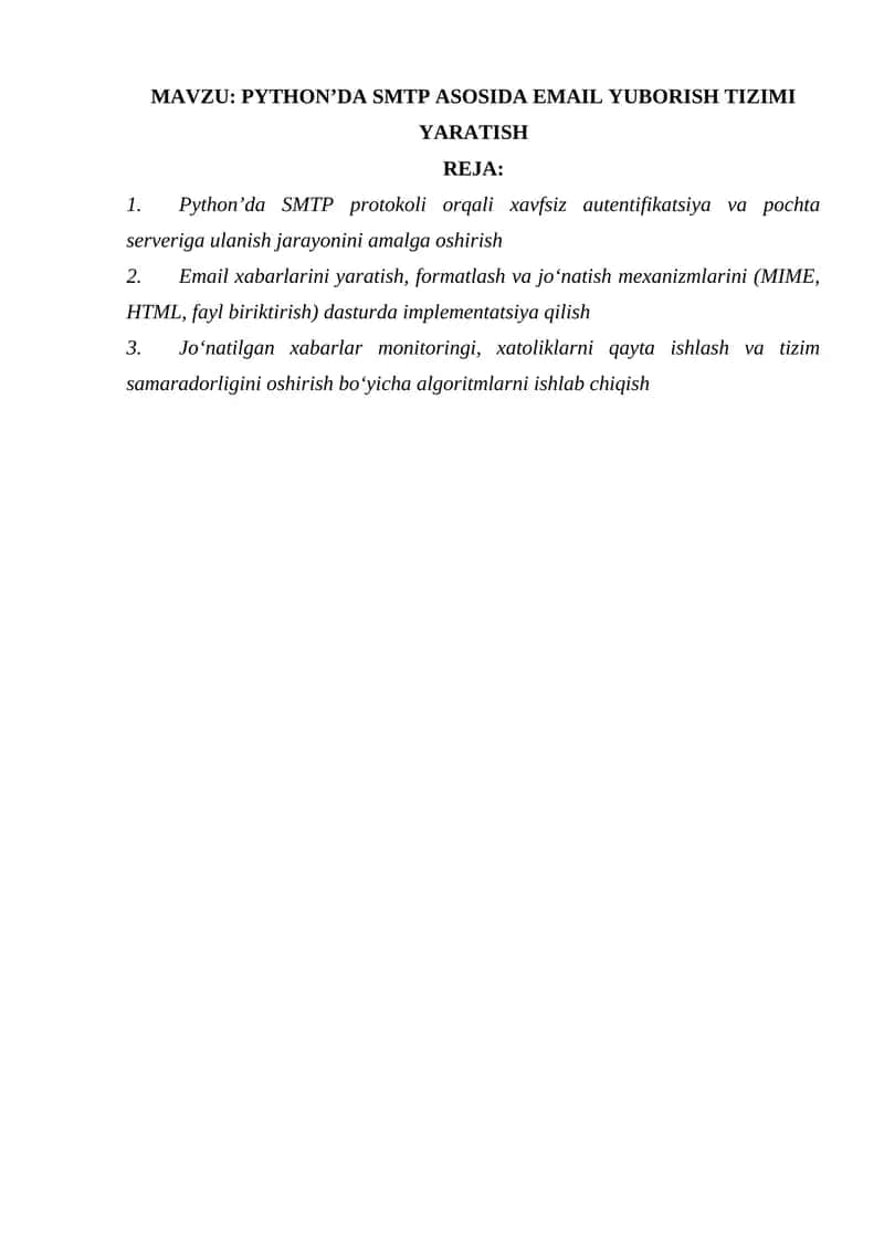 PYTHON’DA SMTP ASOSIDA EMAIL YUBORISH TIZIMI YARATISH 1