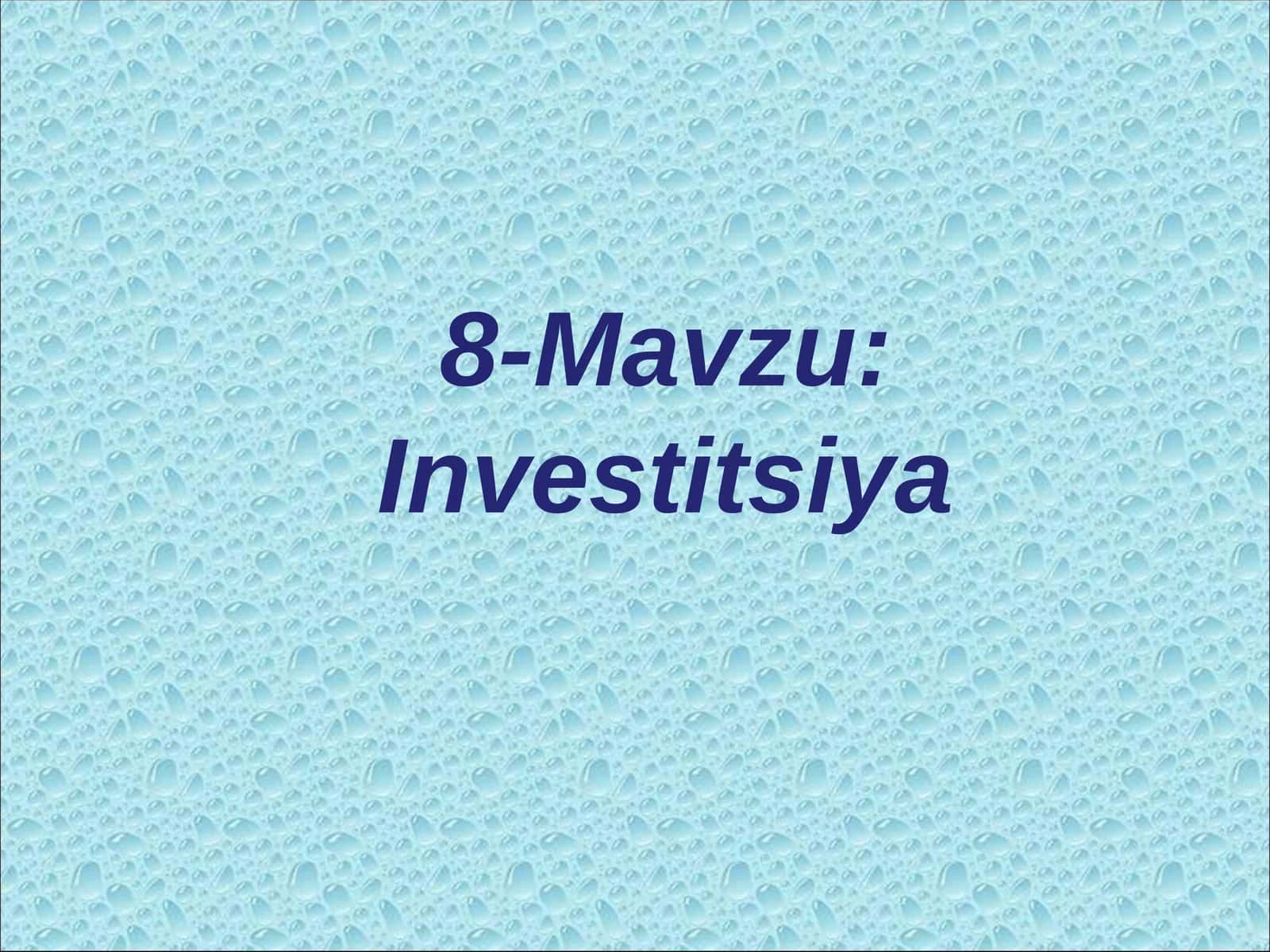 Investitsiya 1