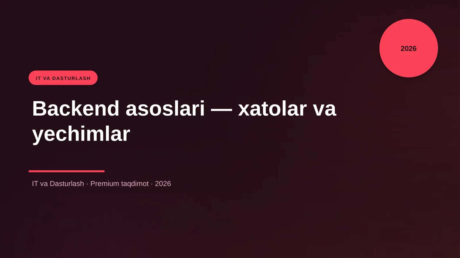 Backend asoslari — xatolar va yechimlar 1