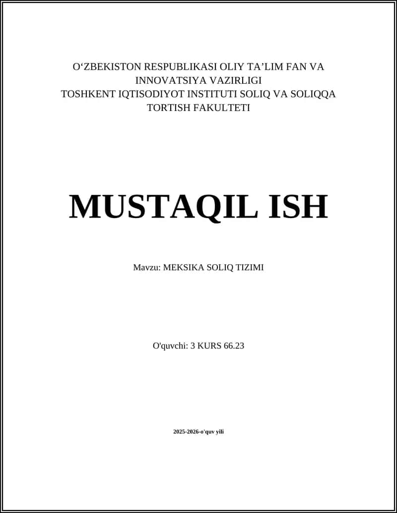 MEKSIKA SOLIQ TIZIMI 1