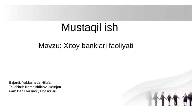 Xitoy banklari faoliyati 1