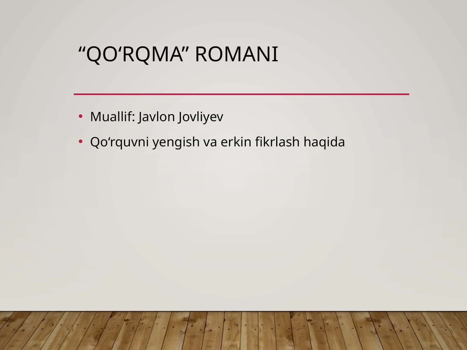 “Qo‘rqma” romani 1