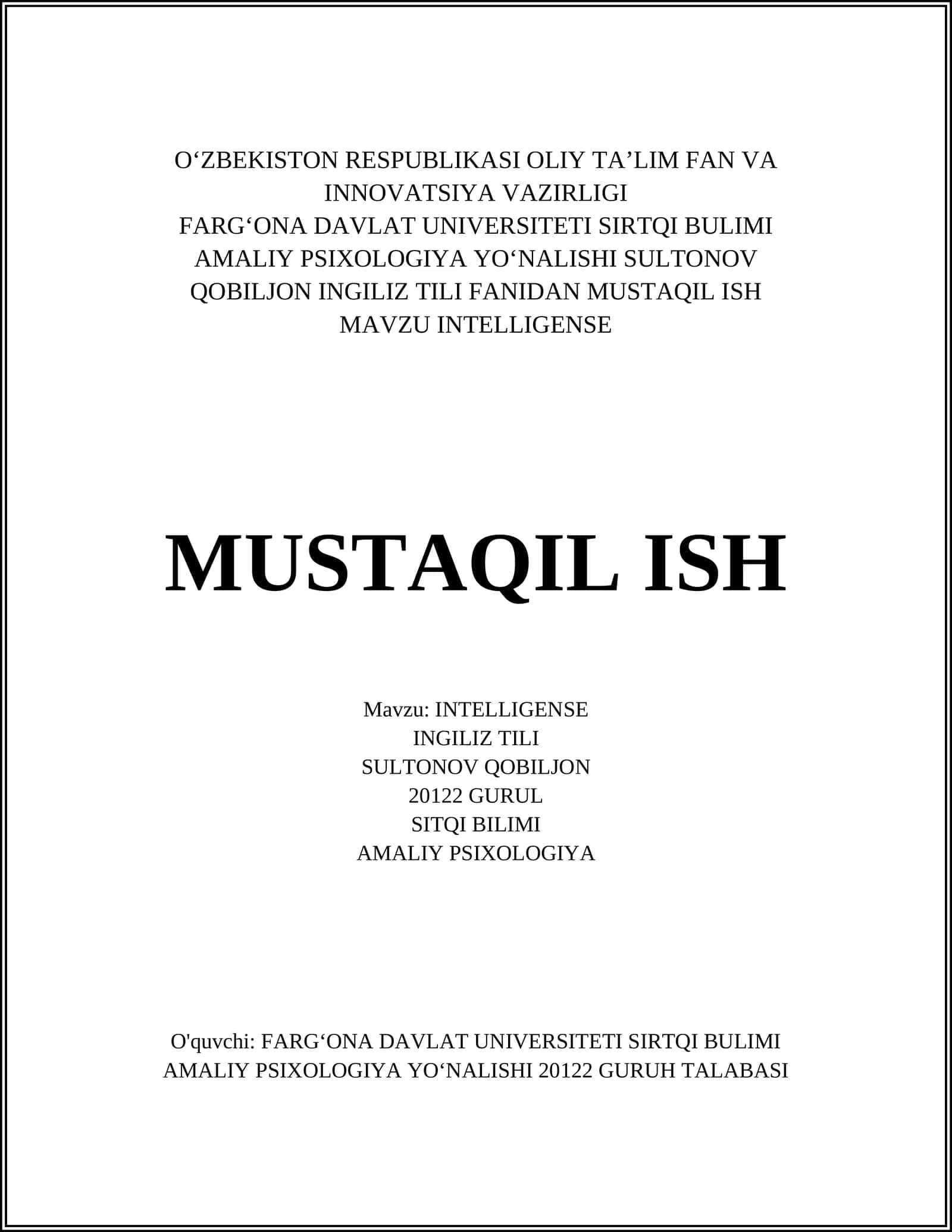 INTELLIGENSE 1