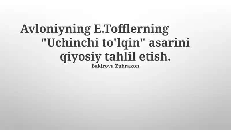 "Uchinchi to'lqin" asari 1