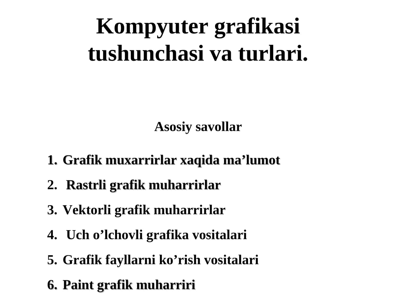 Kompyuter grafikasi tushunchasi va turlari 1