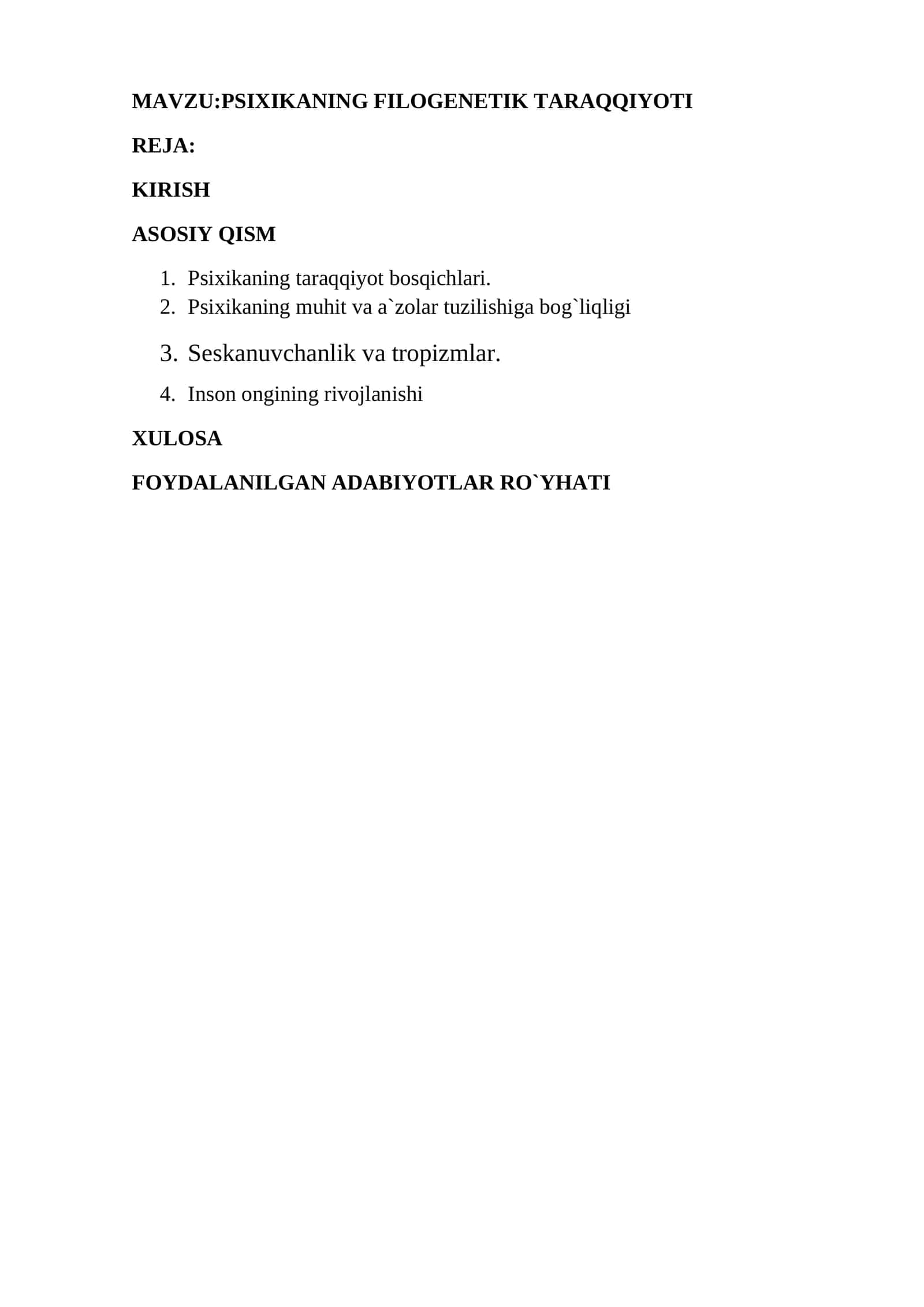 PSIXIKANING FILOGENETIK TARAQQIYOTI 1