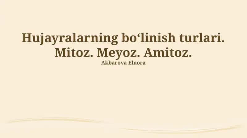 Mitotsning ahamiyati 1