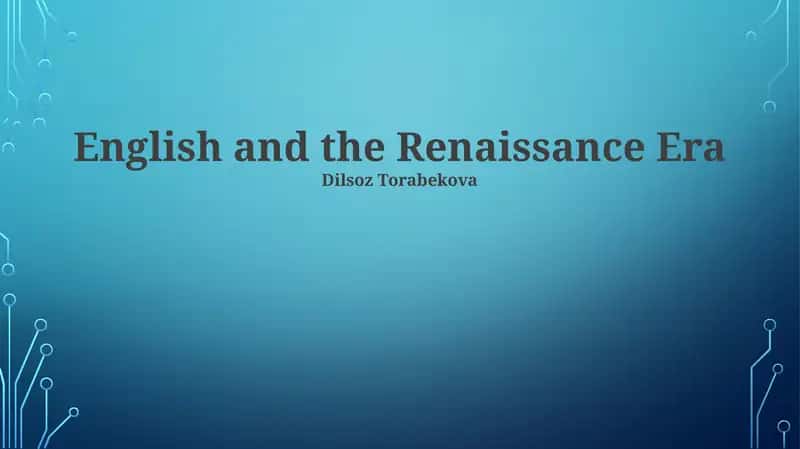 English and the Renaissance Era 1