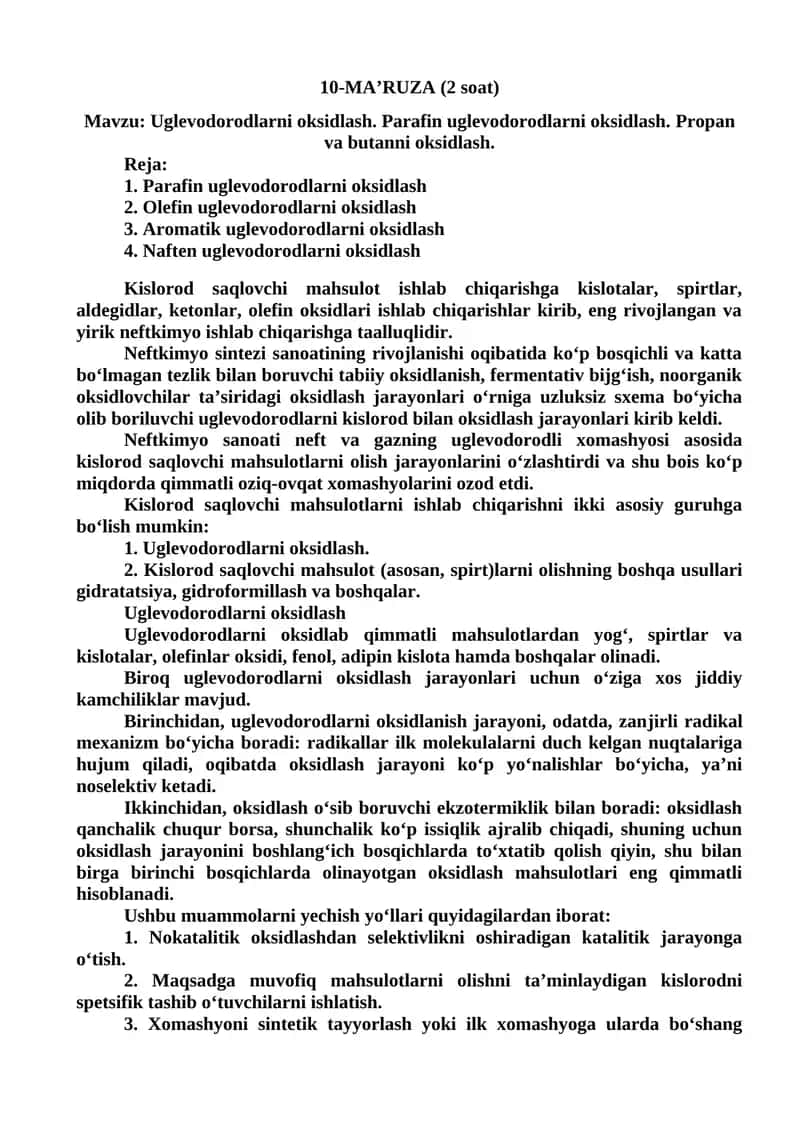 Uglevodorodlarni oksidlash 1