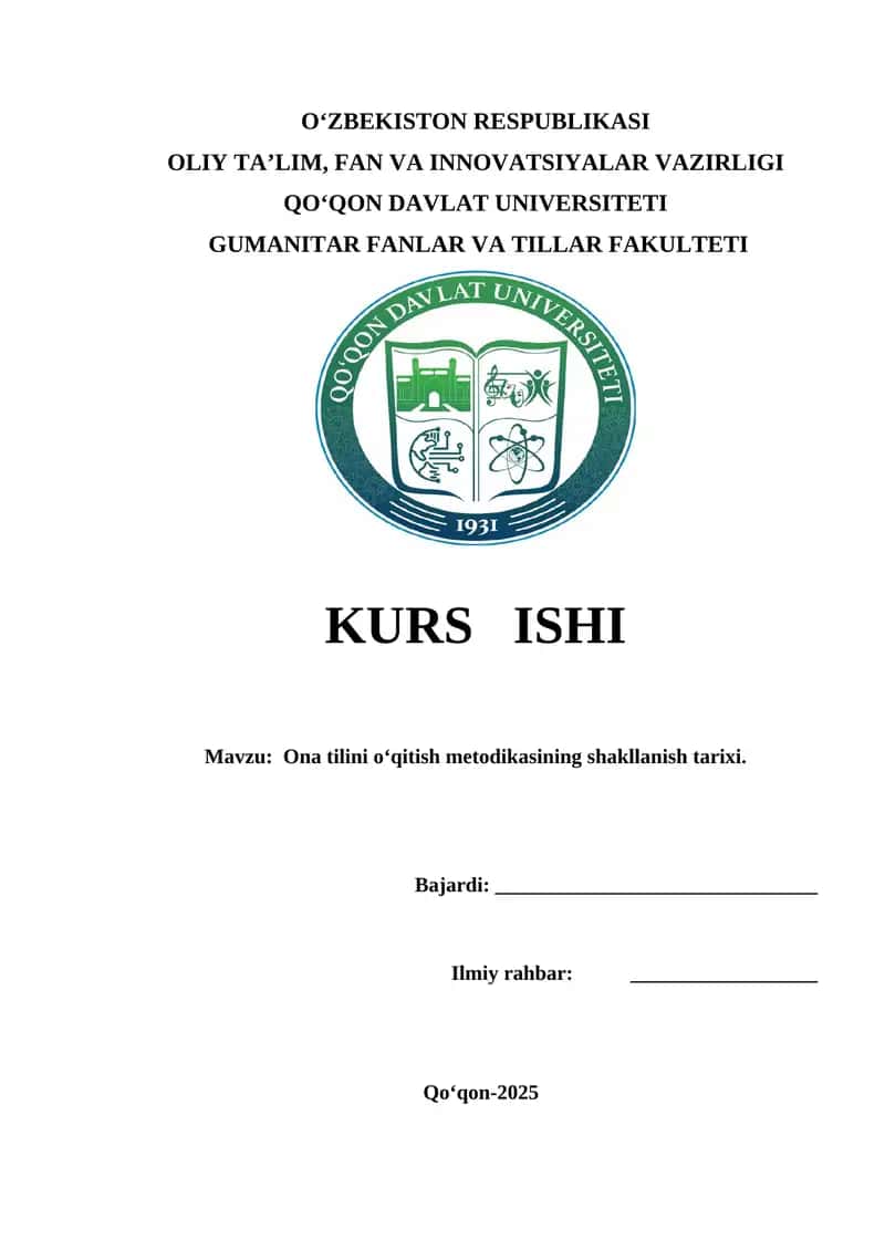 Ona tilini o‘qitish metodikasining shakllanish tarixi. 1