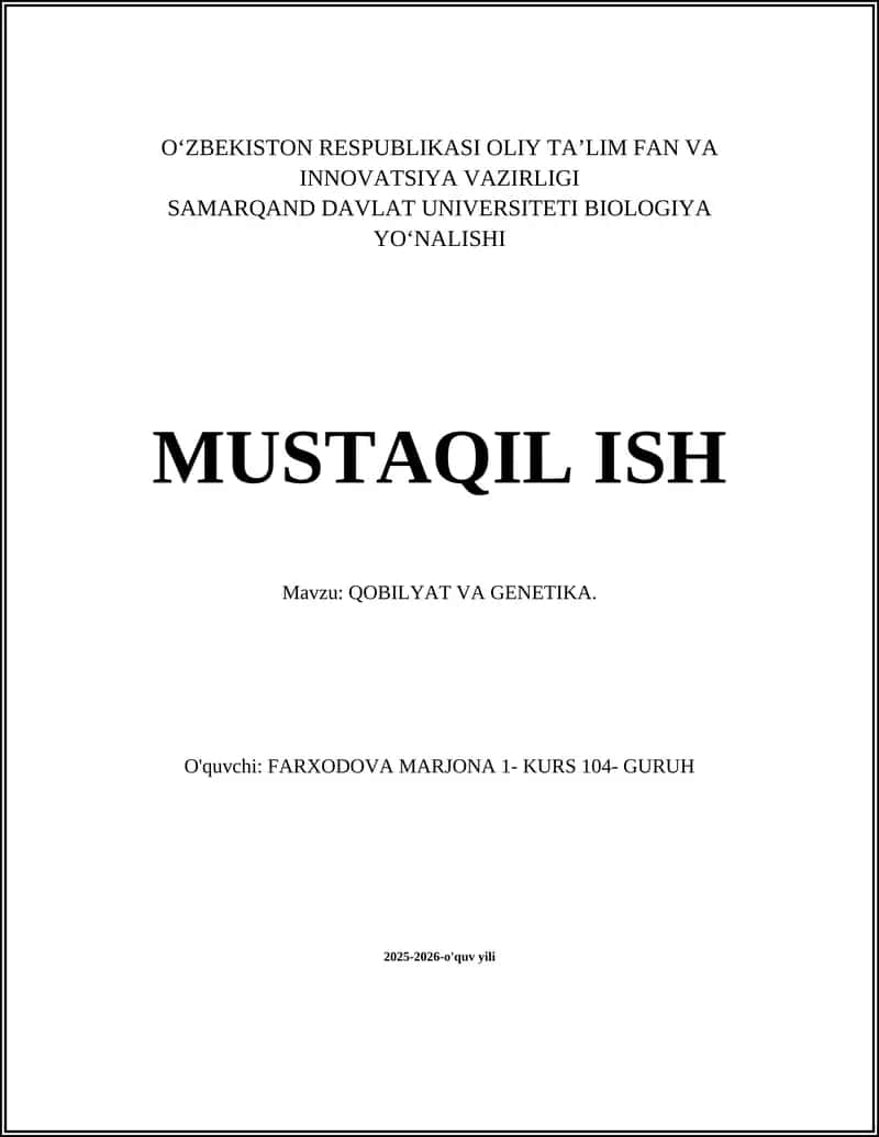 QOBILYAT VA GENETIKA 1