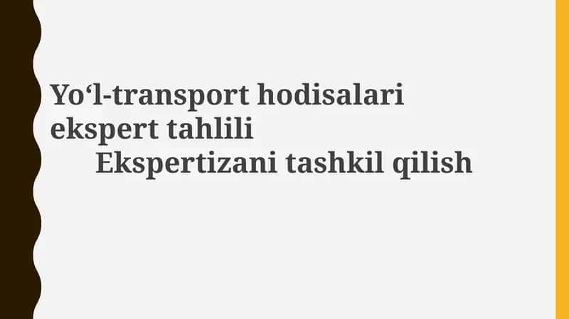 Yo‘l-transport hodisalari eksperttahlili 1