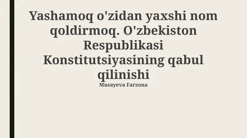 Yaxshi nom qoldirish – hayot mazmuni 1