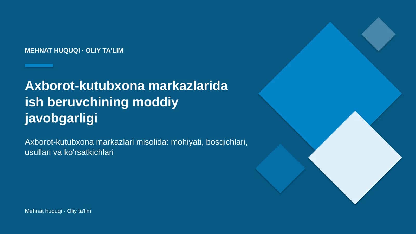 Ish beruvchining moddiy javobgarligi: mohiyati 1
