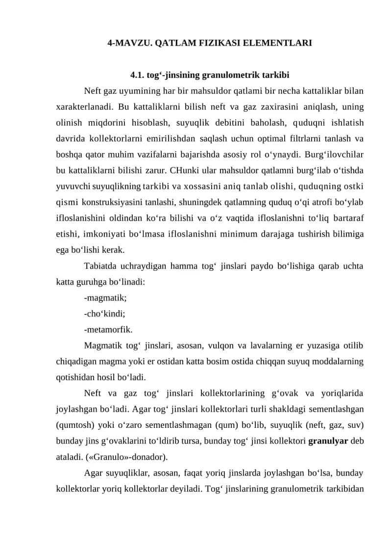 QATLAM FIZIKASI ELEMENTLARI 1