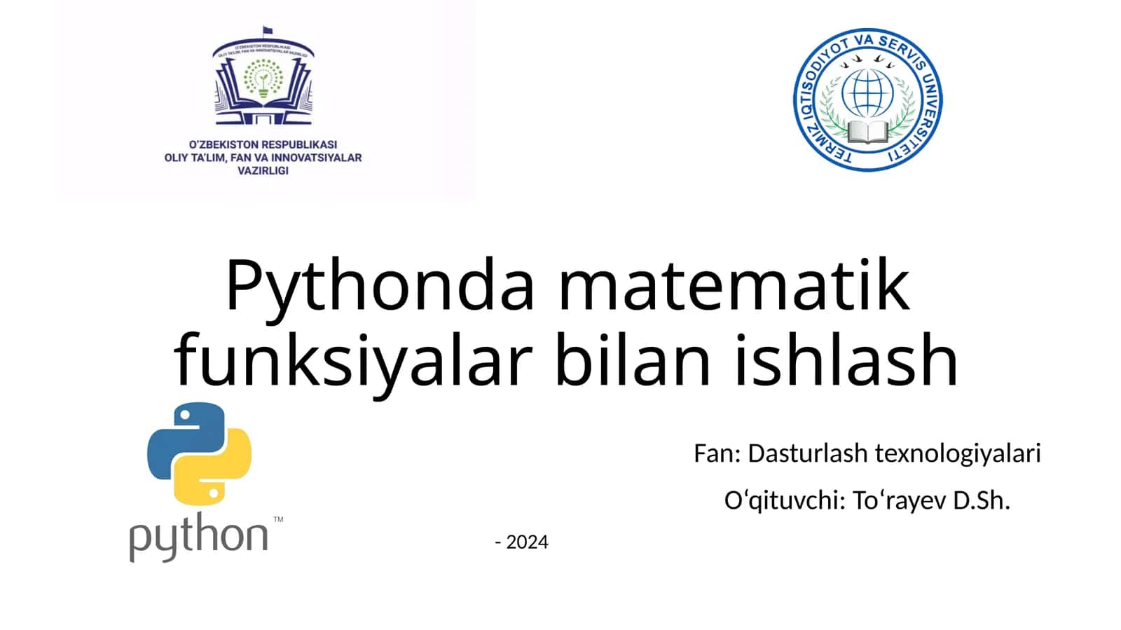 PYTHON DA MATEMATIK FUNKSIYALAR 1
