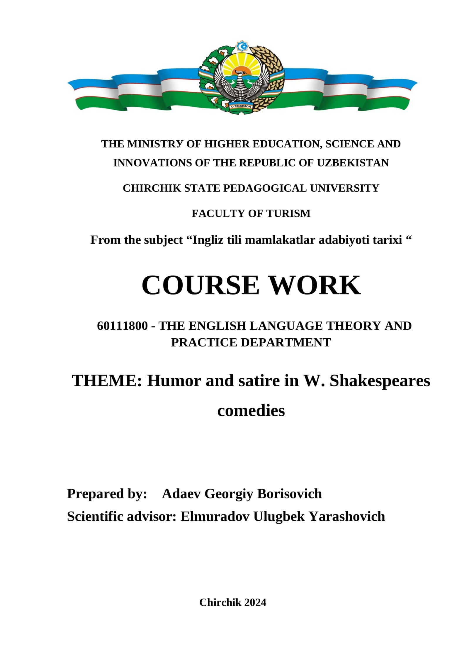 Humor and satire in W. Shakespeares comedies 1