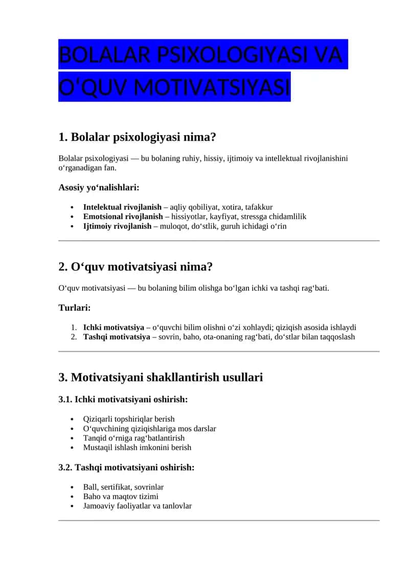 Bolalar psixologiyasi 1