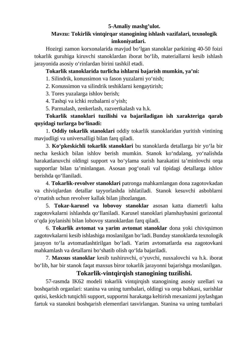 Tokarlik stanoklari 1