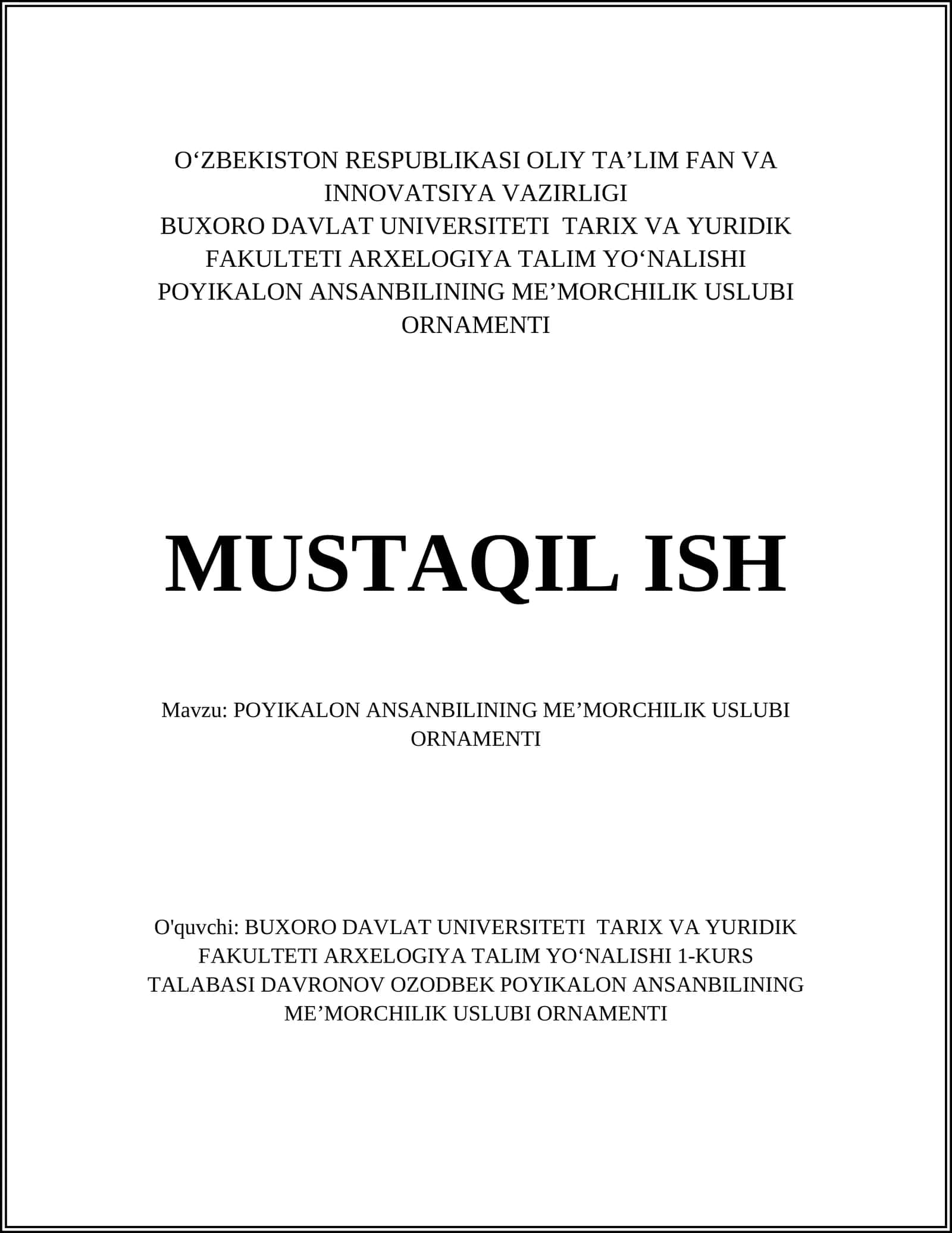 POYIKALON ANSANBILINING MEʼMORCHILIK USLUBI ORNAMENTI 1