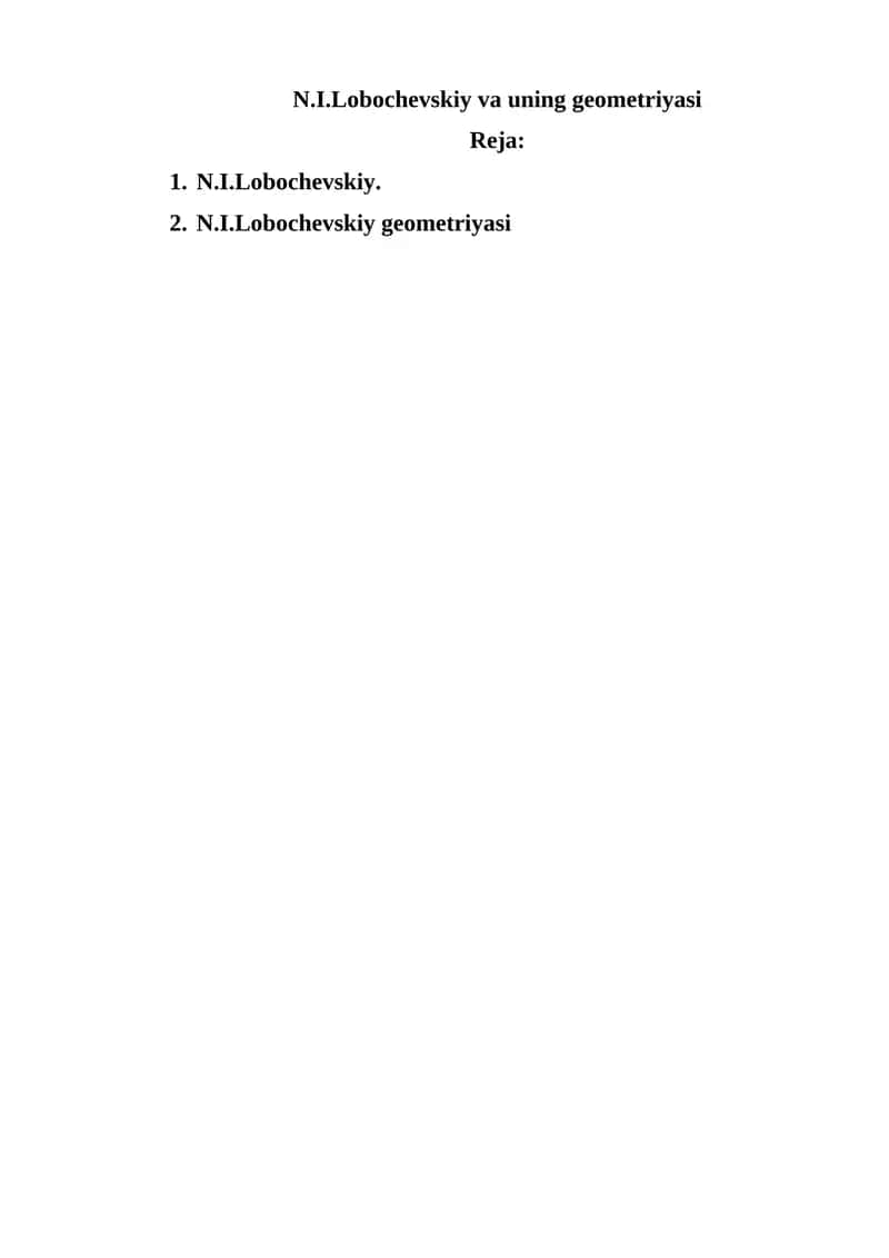 N.I.Lobochevskiy va uning geometriyasi 1