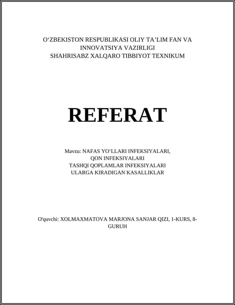 NAFAS YO‘LLARI INFEKSIYALARI 1