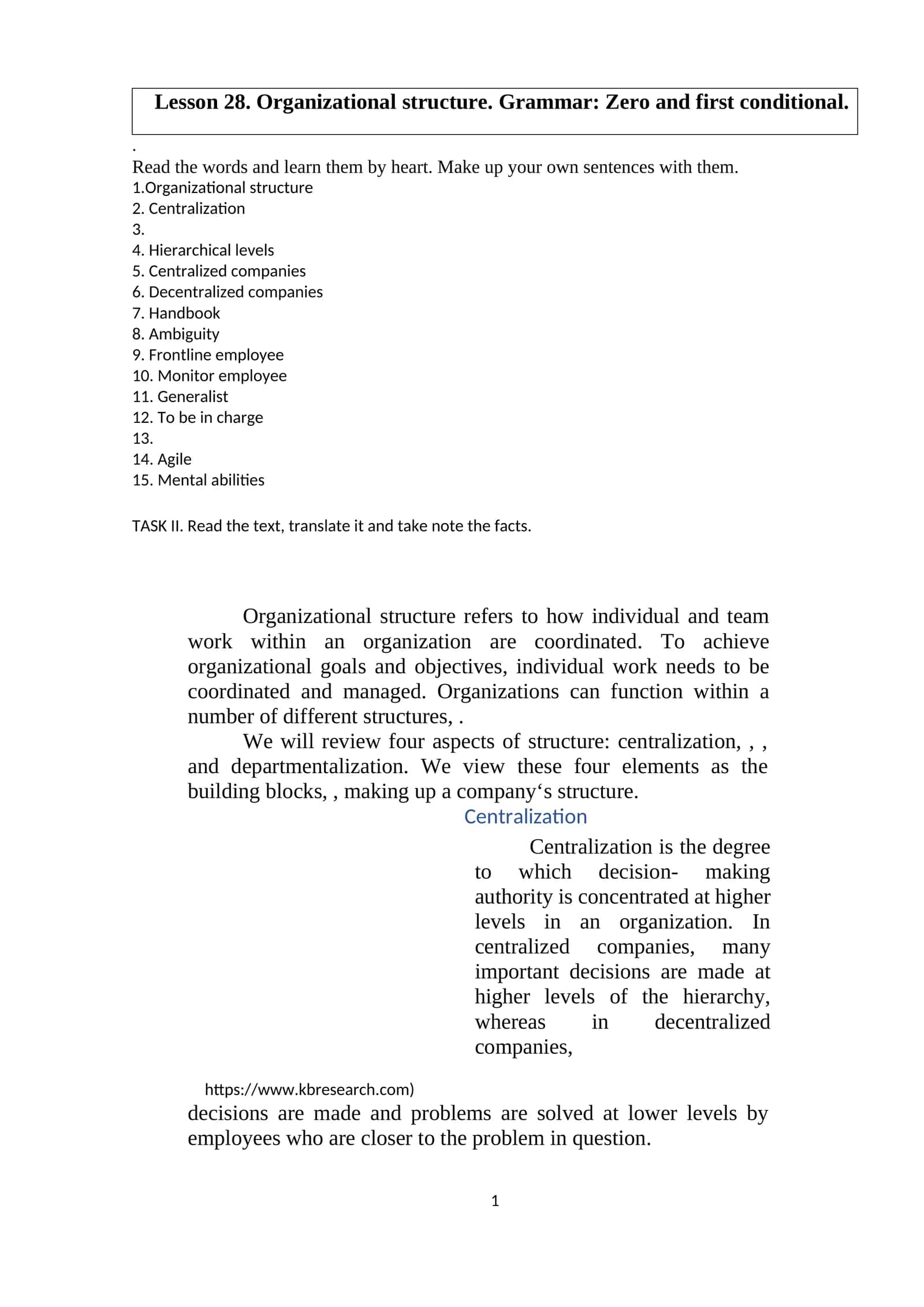 Organizational structure 1