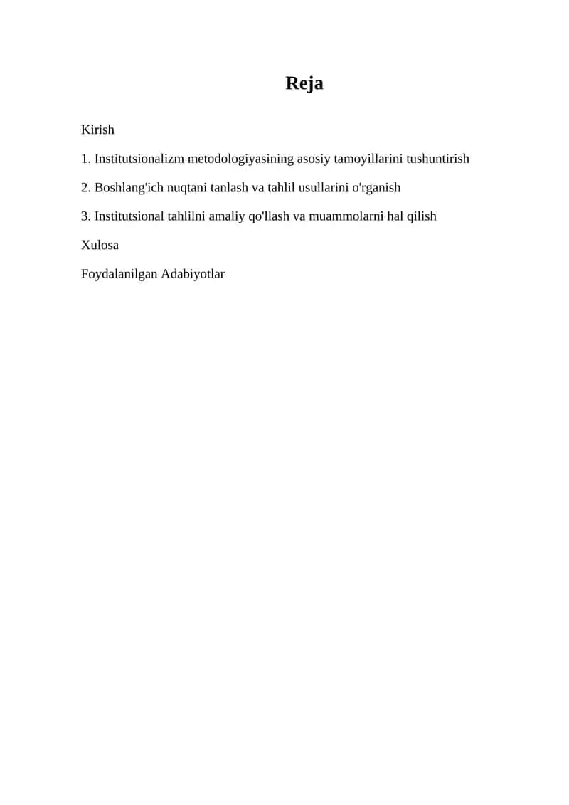 Institutsionalizm metodologiyasi 1