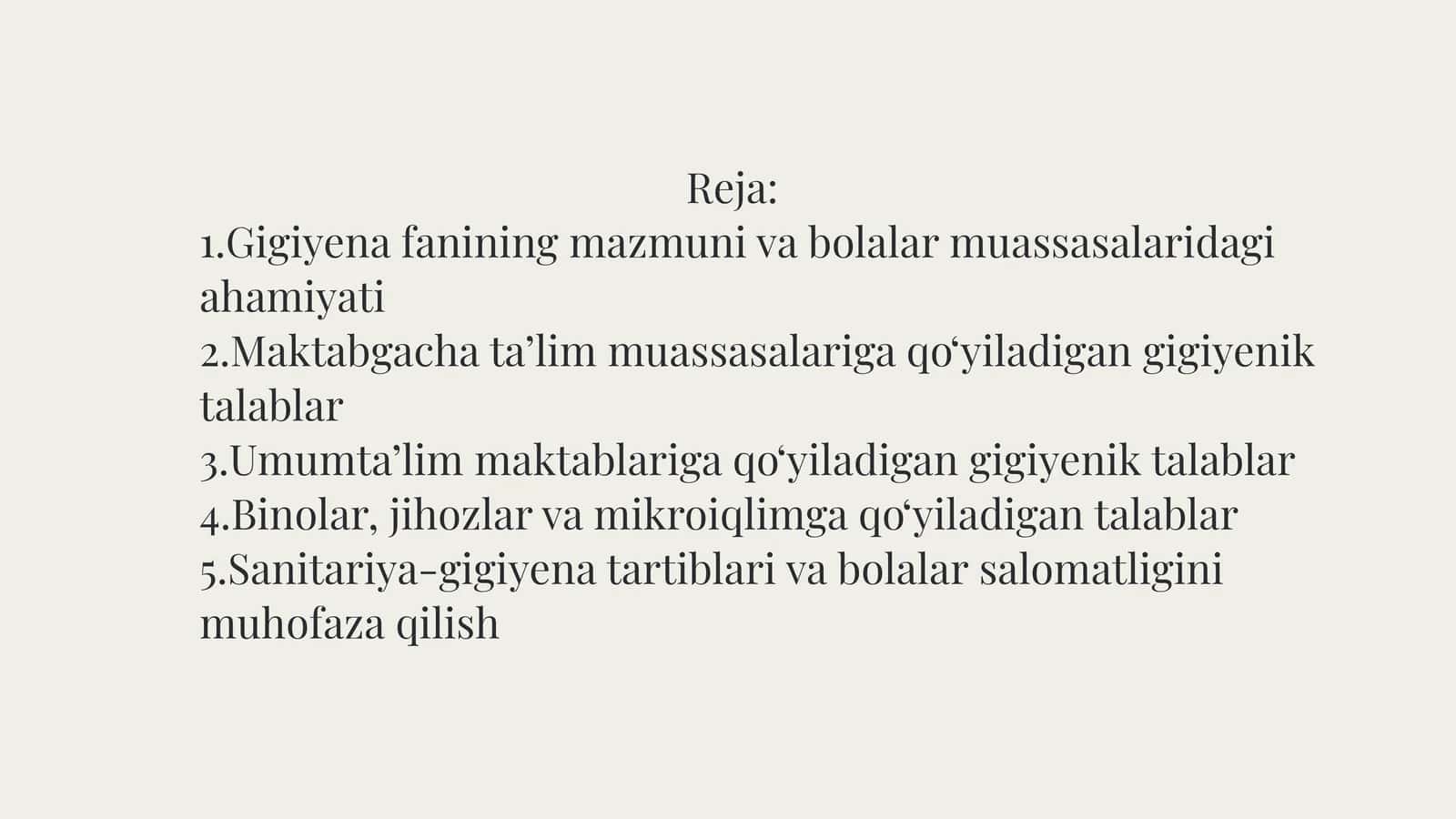 Gigiyena talablari Maktabgacha ta'lim muassasalarida 1