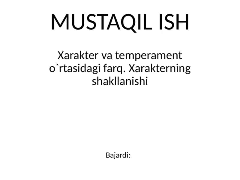 Xarakter tempramentlari 1