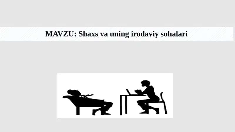 Shaxs va uning irodaviy sohalari 1