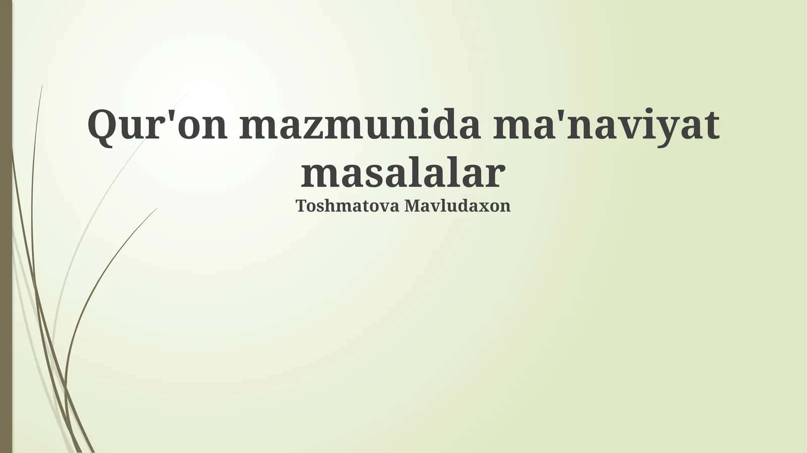 Ma'naviyat masalalar 1