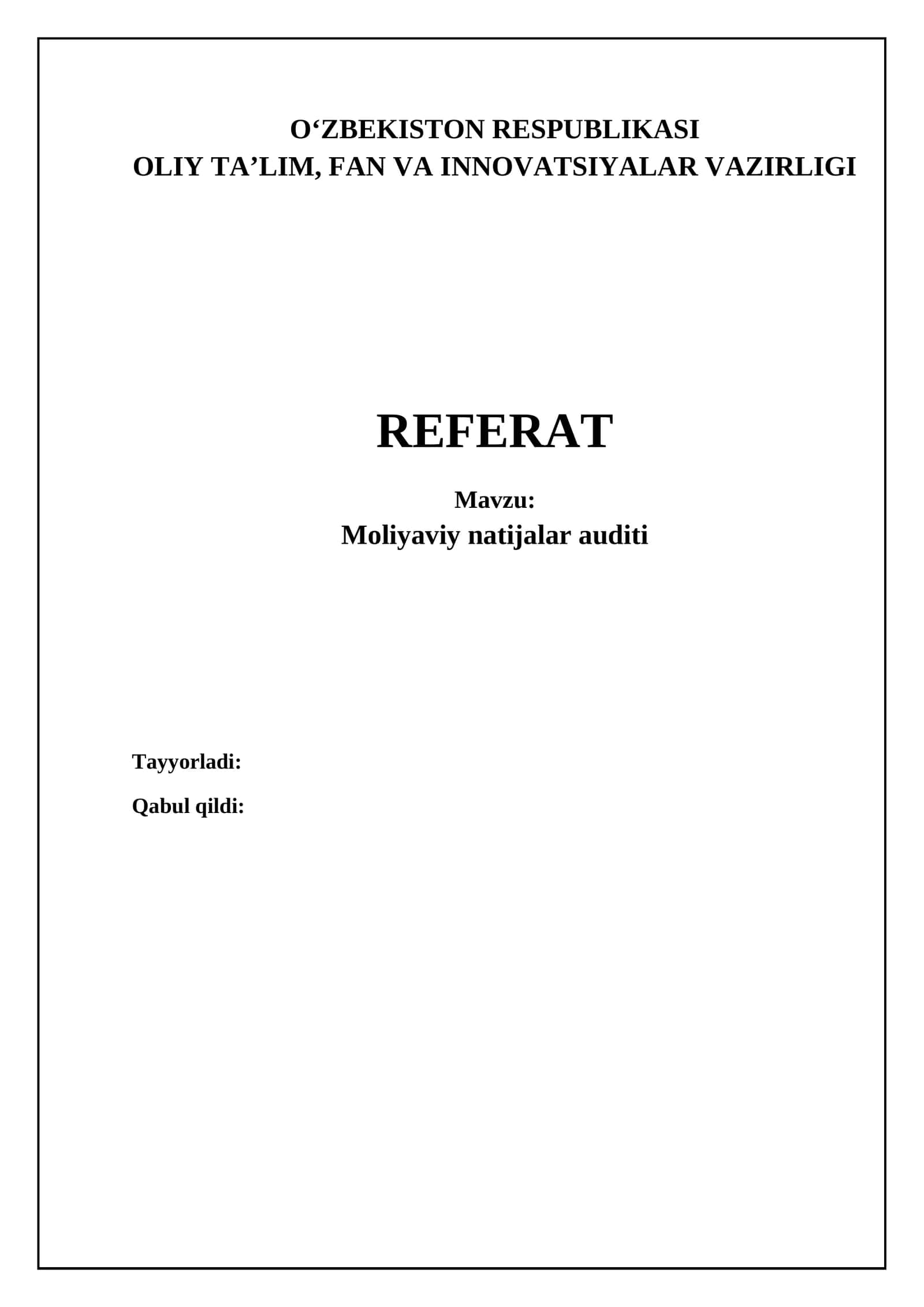 Moliyaviy natijalar auditi 1