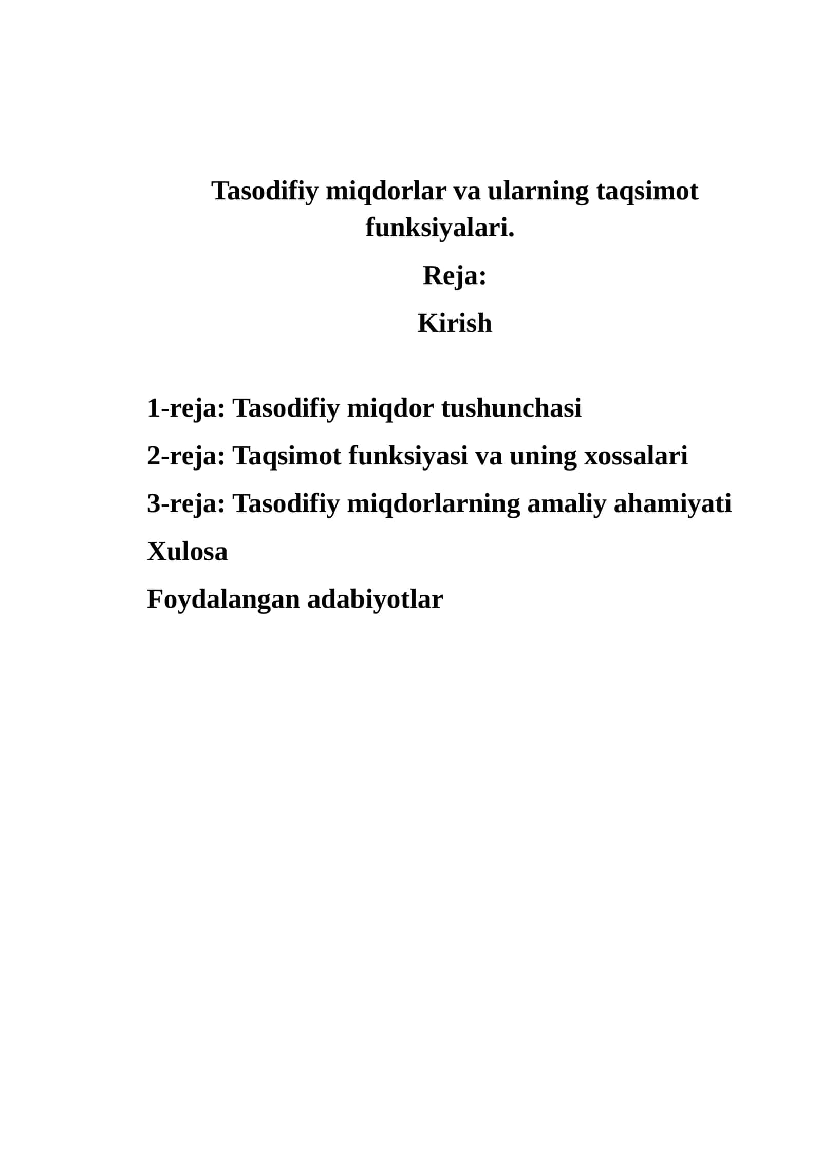 Tasodifiy miqdorlar va ularning taqsimot funksiyalari 1