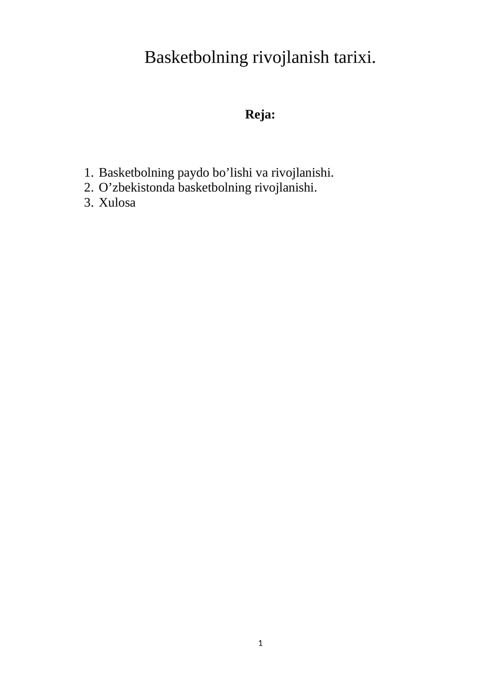 Basketbolning rivojlanish tarixi 1