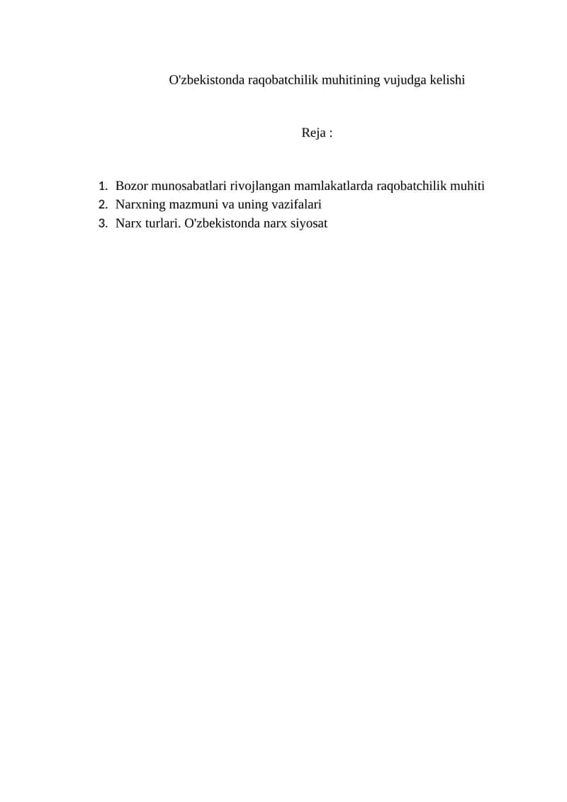 Raqobatchilik Muhiti 1