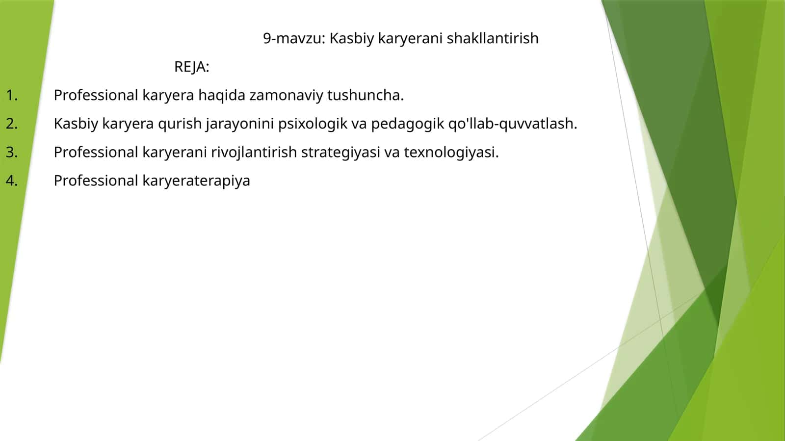 9-mavzu: Kasbiy karyerani shakllantirish 1