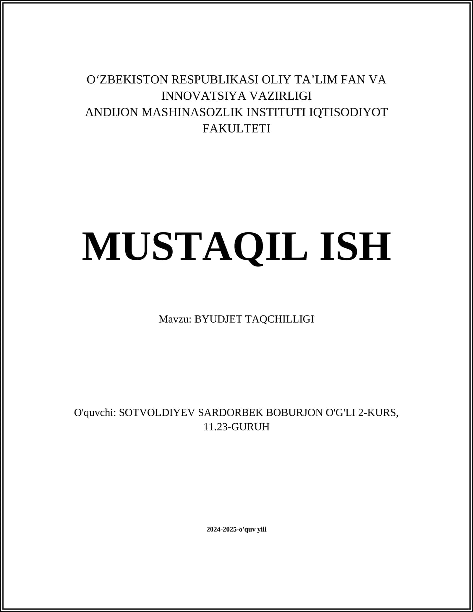 BYUDJET TAQCHILLIGI 1