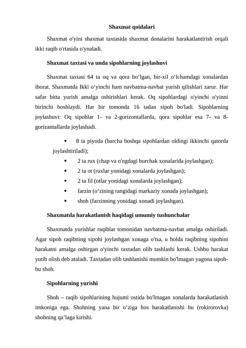 Shaxmat qoidalari 1