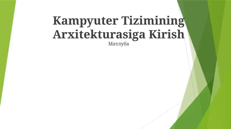 Kampyuter Tizimining Arxitekturasiga Kirish 1