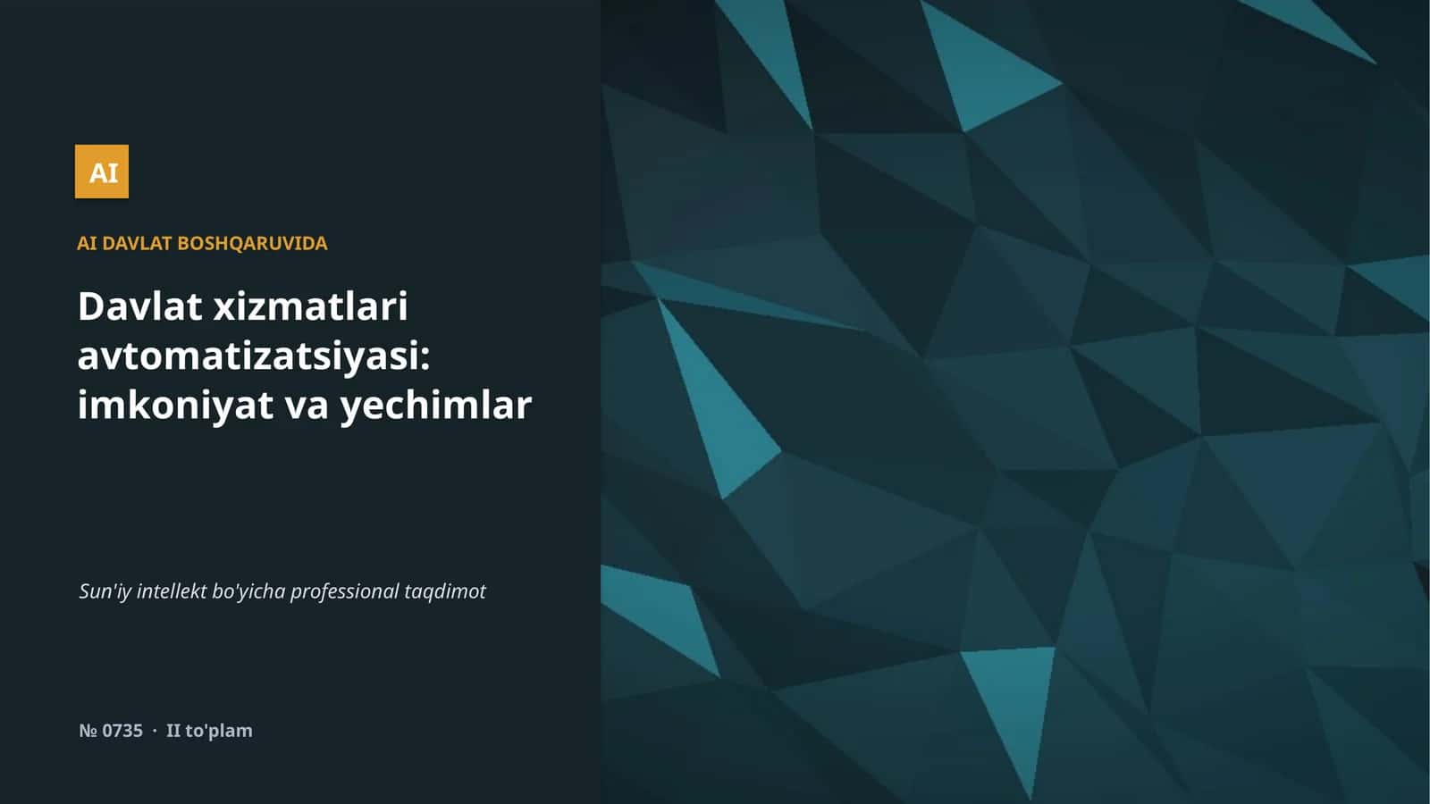 Sun'iy intellekt bo'yicha professional taqdimot 1