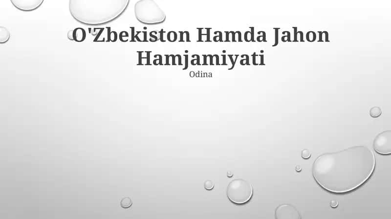 O'zbekiston Hamda Jahon Hamjamiyati 1