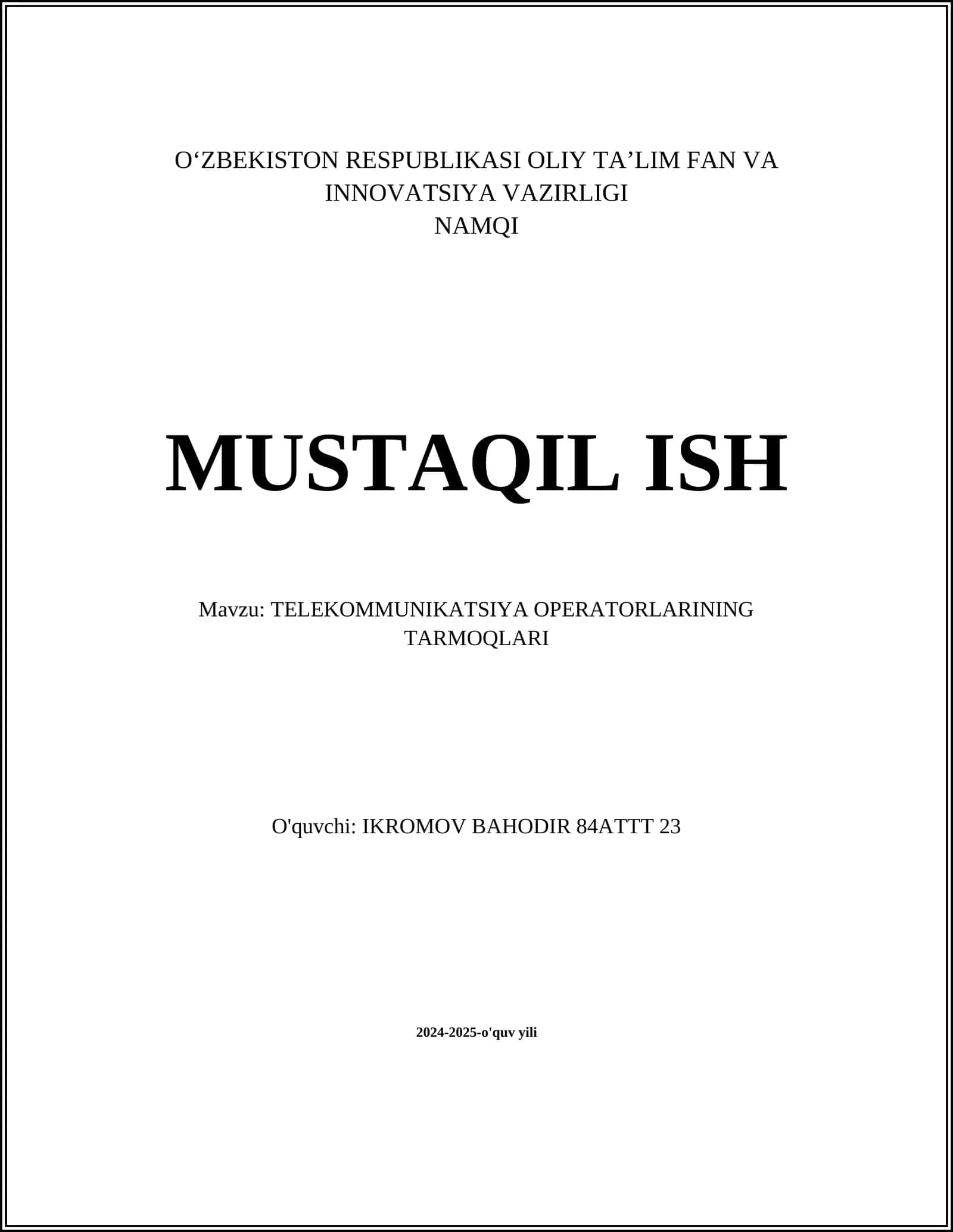Mobil aloqa tarmoqlari 1