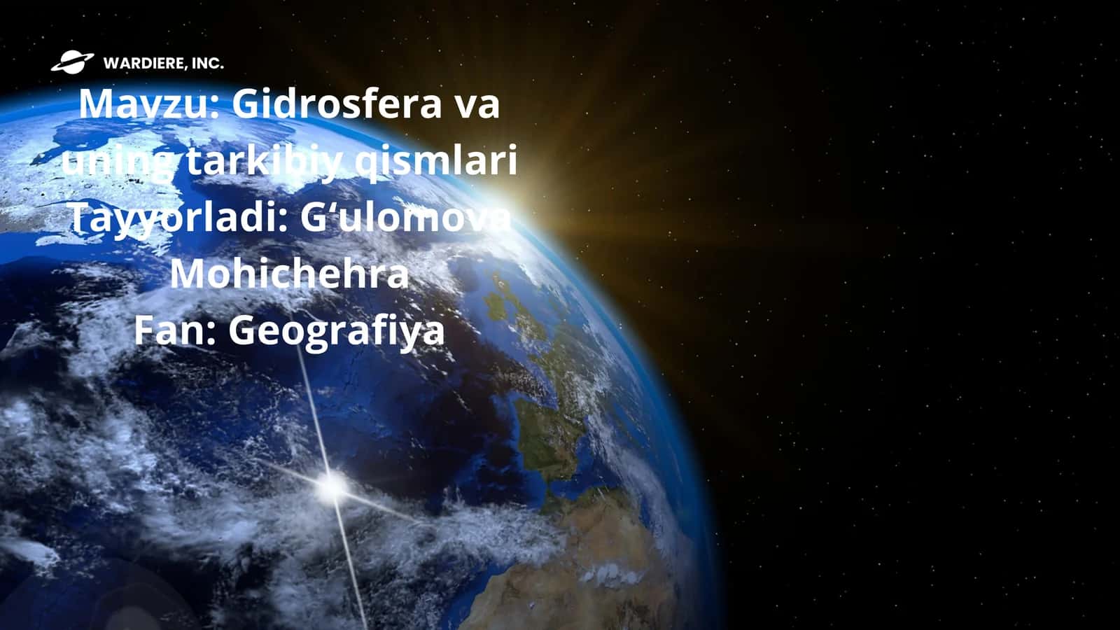 Gidrosfera va uning tarkibiy qismlari 1