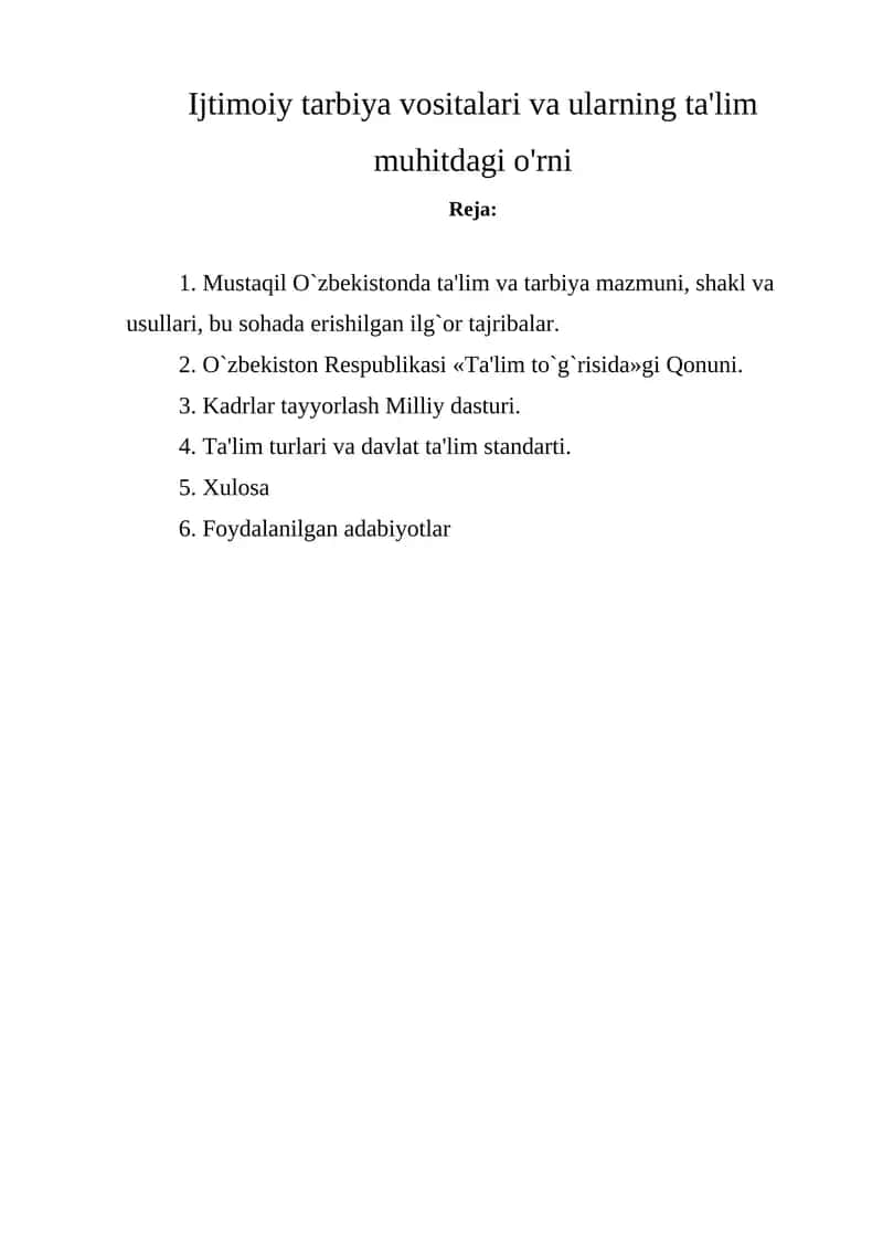 Kadrlar tayyorlash Milliy dasturi 1