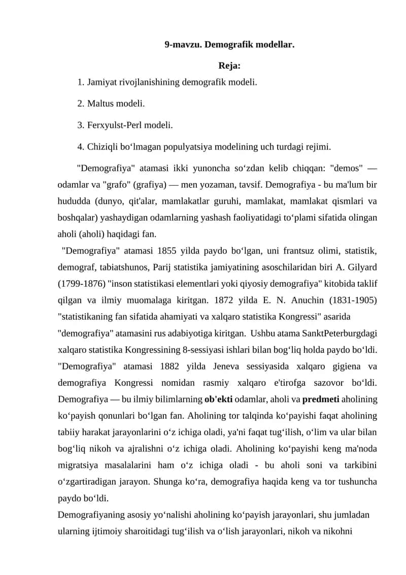 Demografik modellar 1