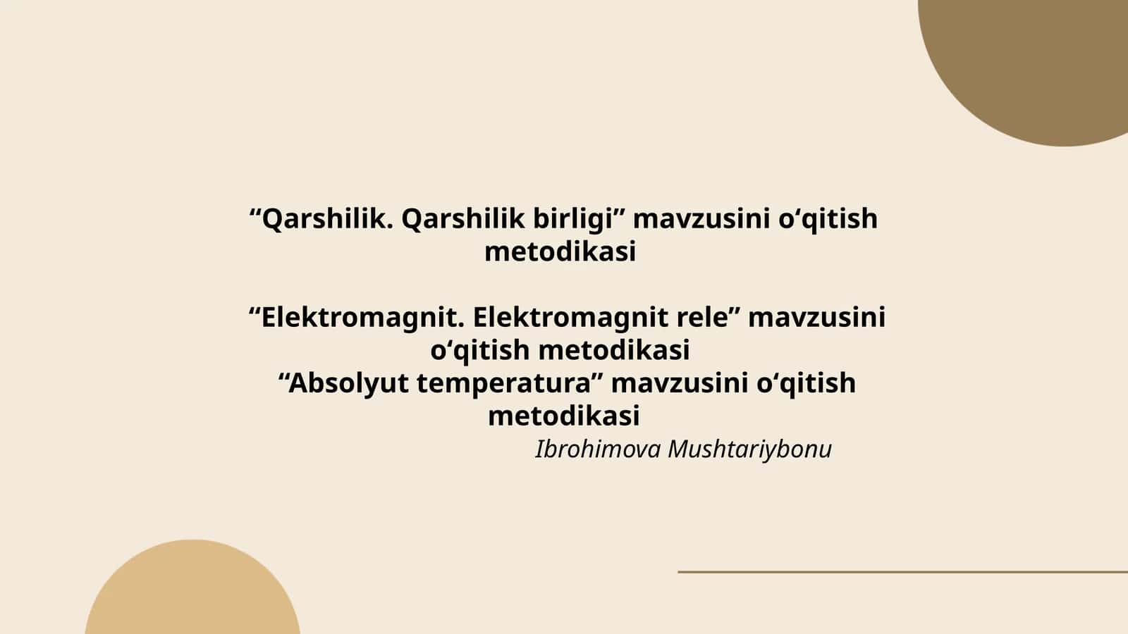 Qarshilik. Qarshilik birligi 1
