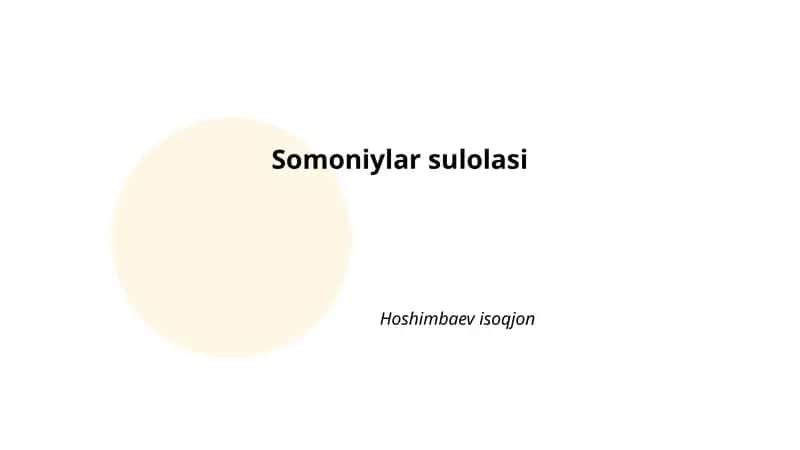 Somoniylar sulolasi 1