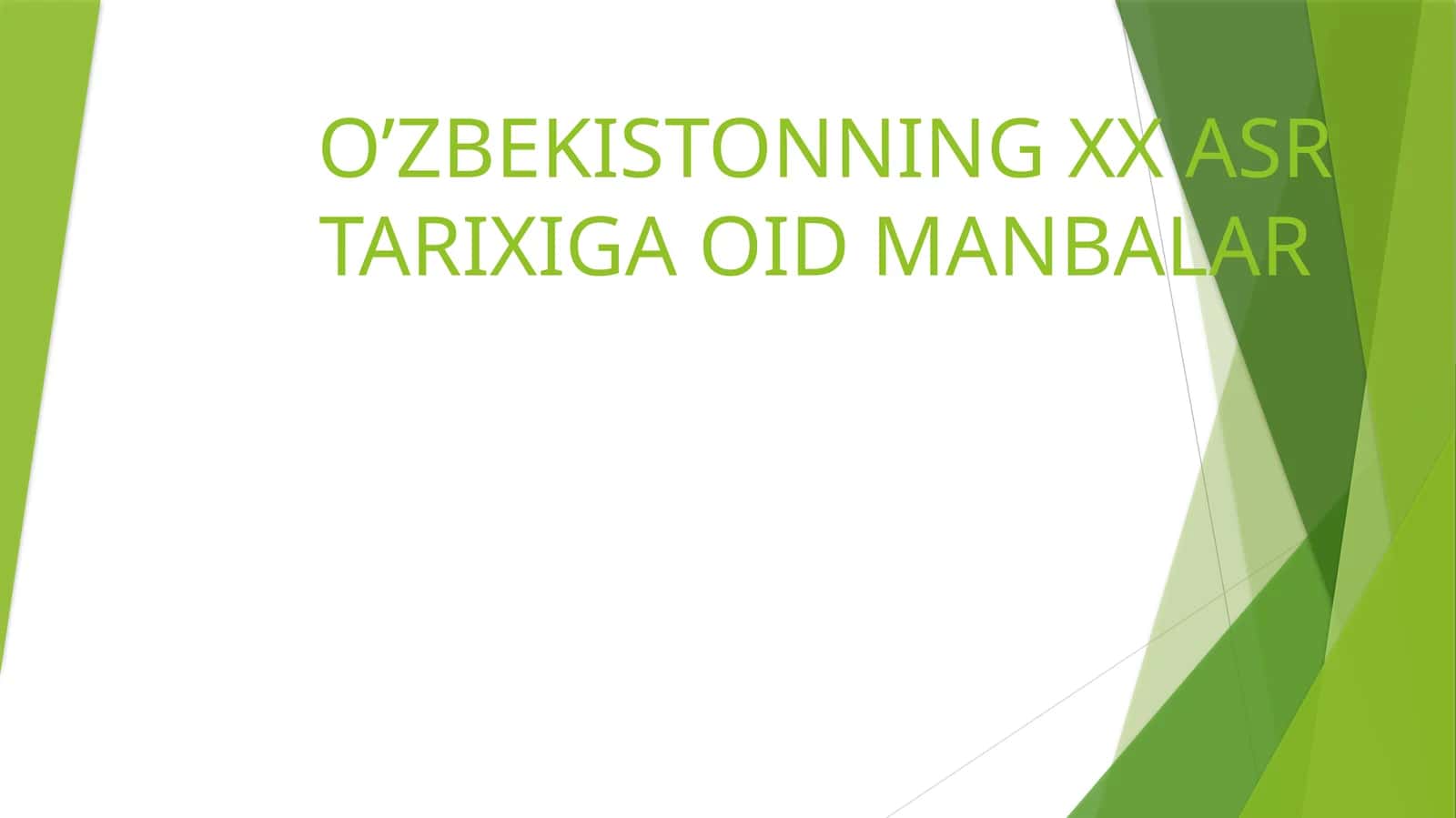 O’ZBEKISTONNING XX ASR TARIXIGA OID MANBALAR 1